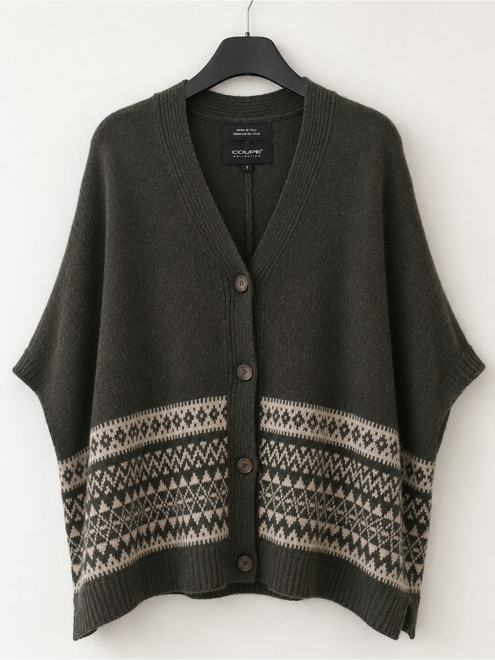 NWOT Coupe Collection Italian Alpaca Wool Mohair Oversized Cardigan Poncho Sz S - Picture 2 of 4